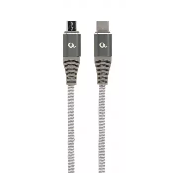 Cavo di ricarica e dati USB Type-C a micro-USB GEMBIRD Premium in cotone intrecciato, 1,5 m - grigio