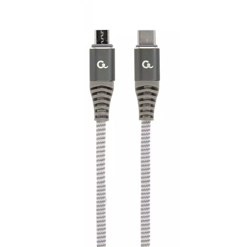 Cavo di ricarica e dati USB Type-C a micro-USB GEMBIRD Premium in cotone intrecciato, 1,5 m - grigio