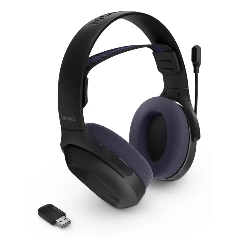 Cuffie Lenovo Legion H410 wireless con archetto gaming USB Type-C Bluetooth nero, viola