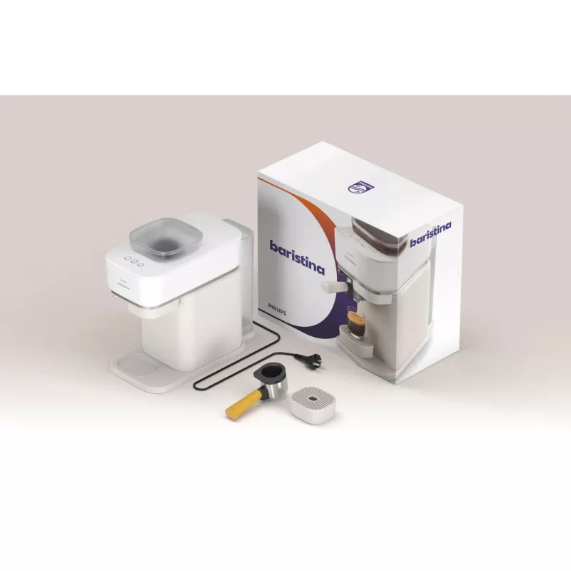 Philips Baristina macchina per espresso – vero espresso, semplice. bianco latte con portafiltro giallo mango (BAR300/03)