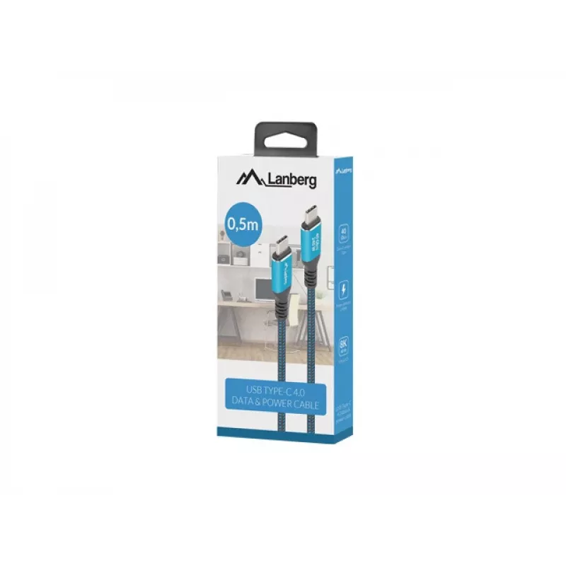 Lanberg CA-CMCM-44CU-0005-BK cavo USB-C M/M USB4 0,5 m, 240 W, 8K 60 Hz