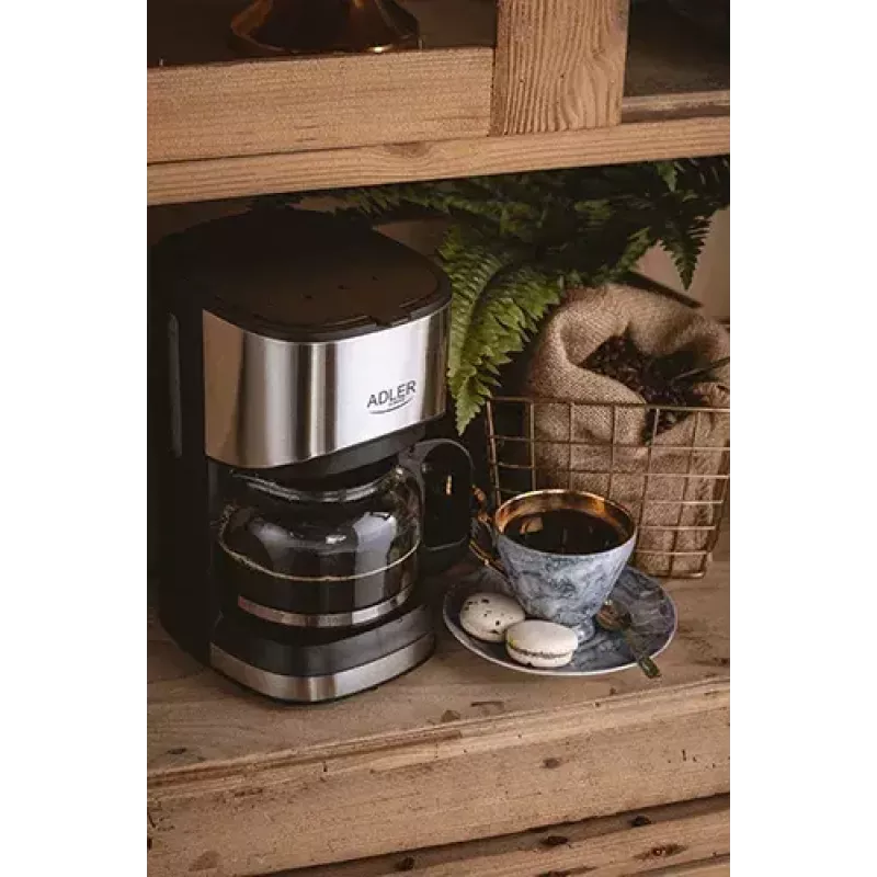 Caffettiera a filtro Adler AD 4407, 550 W, caraffa 0,7 L, argento/nero, semiautomatica