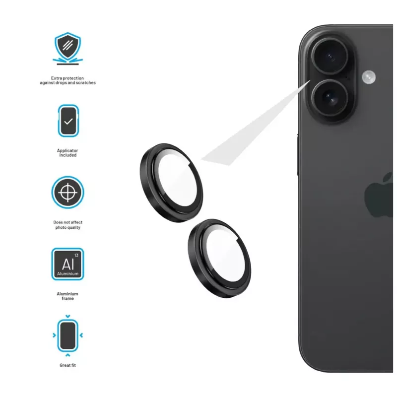 FIXED vetro fotocamera per Apple iPhone 17 — vetro nero