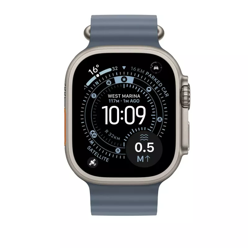 Cinturino Apple Natural Titanium Finish MGCC4ZM/A blu fluoroelastomero 49 mm