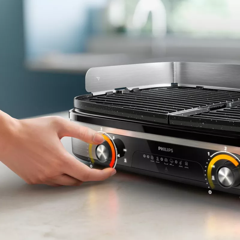 Piastra grill elettrica Philips HD6222/90 2400 W nero acciaio inox