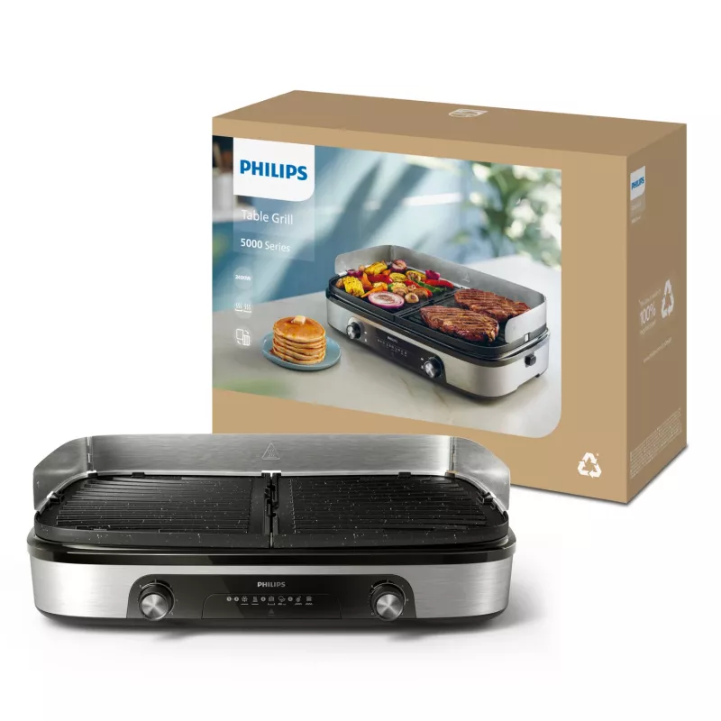 Piastra grill elettrica Philips HD6222/90 2400 W nero acciaio inox