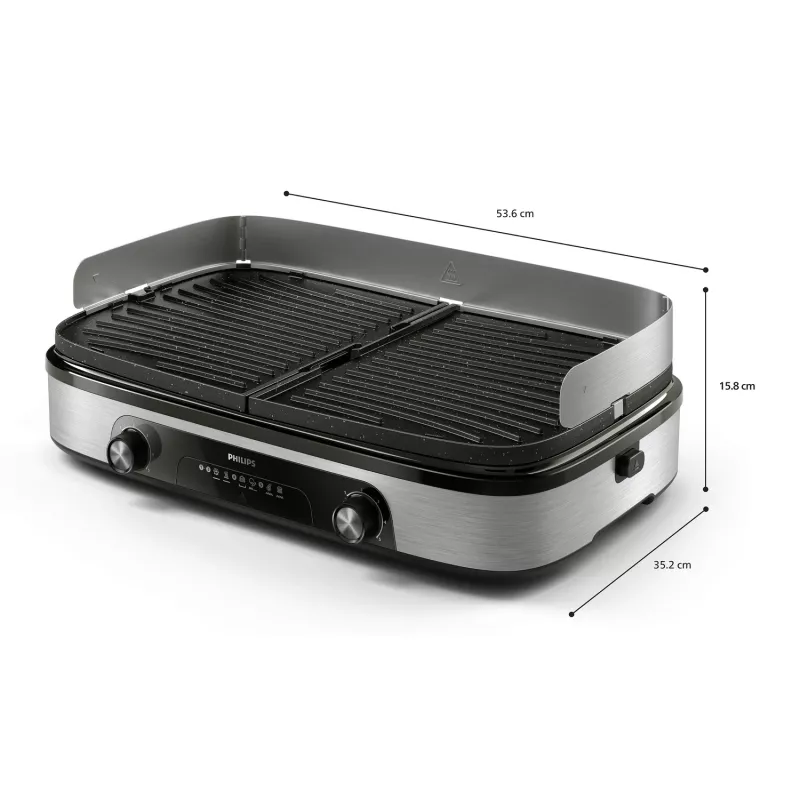 Piastra grill elettrica Philips HD6222/90 2400 W nero acciaio inox