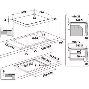 Indesit IB 65B60 NE nero da incasso 59 cm piano cottura a induzione 4 zone