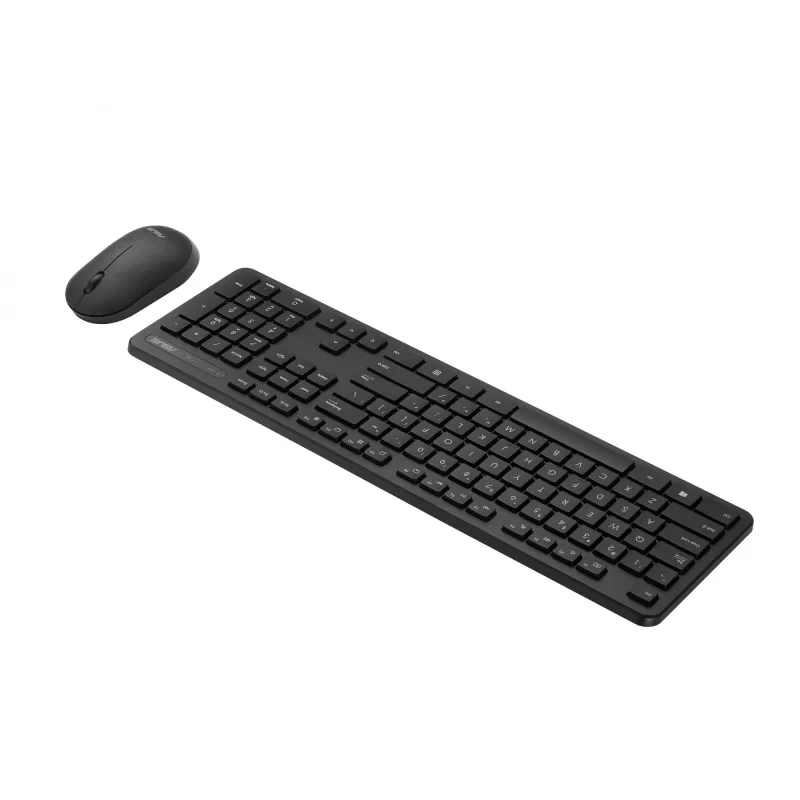 Set tastiera e mouse wireless ASUS CW100 — layout US, nero, tastiera QWERTY full-size, mouse 1600 DPI