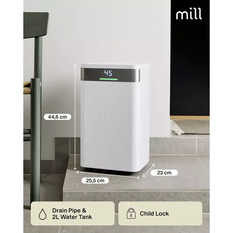 Deumidificatore Mill MDH12 200W per ambienti fino a 15 m²