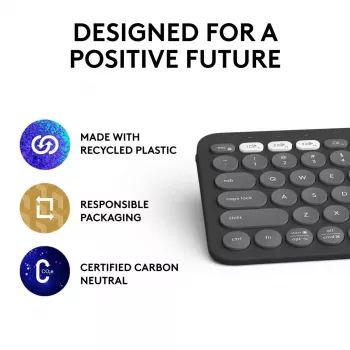 Tastiera Logitech Pebble Keys 2 K380s universale RF wireless + Bluetooth QWERTY US International grafite