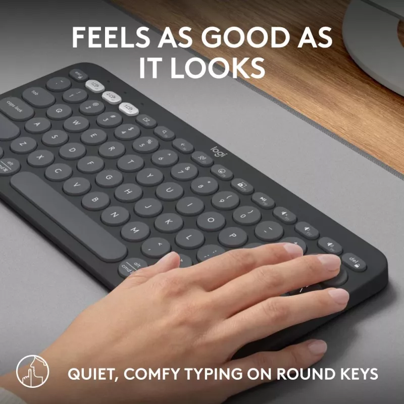Tastiera Logitech Pebble Keys 2 K380s universale RF wireless + Bluetooth QWERTY US International grafite
