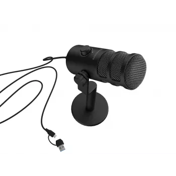 Microfono per PC con filo GENESIS Radium 350D – USB Type-A/Type-C, sensibilità -48 dB, 16–14.000 Hz, cavo 2,5 m, nero