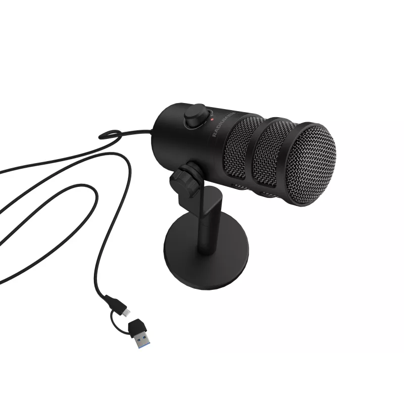 Microfono per PC con filo GENESIS Radium 350D – USB Type-A/Type-C, sensibilità -48 dB, 16–14.000 Hz, cavo 2,5 m, nero
