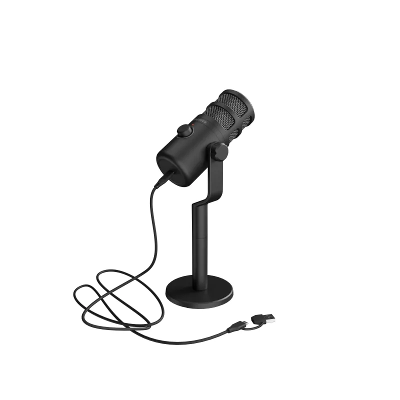 Microfono per PC con filo GENESIS Radium 350D – USB Type-A/Type-C, sensibilità -48 dB, 16–14.000 Hz, cavo 2,5 m, nero