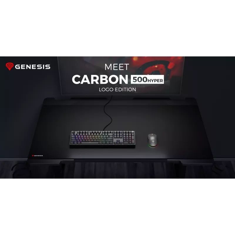 GENESIS Carbon 500 Hyper Logo, nero, monocromatico, tessuto, gomma, tappetino per mouse gaming