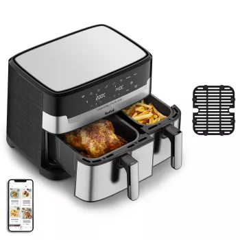 Friggitrice Tefal Dual Easy Fry & Grill EY905D doppia 8,3 L a sé stante 2700 W friggitrice ad aria acciaio inox