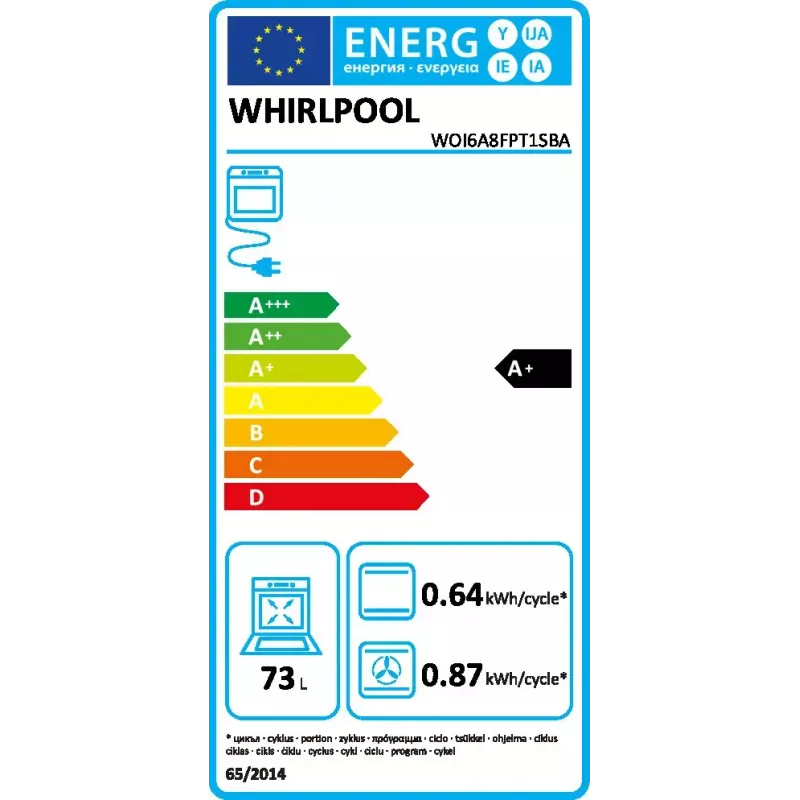 Forno da incasso Whirlpool WOI6A8FPT1SBA 73 L elettrico nero con comandi touch