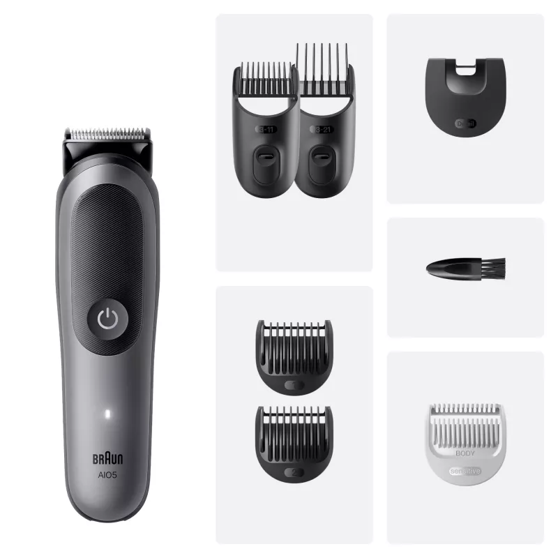 Braun Series 5 AIO5520 All-in-One kit per la cura personale 7 in 1, senza fili, 14 impostazioni di lunghezza, nero