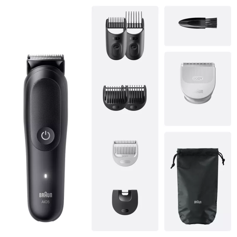 Braun Series 5 AIO5540 All-In-One Style Kit regolacapelli 9 in 1, lavabile, nero