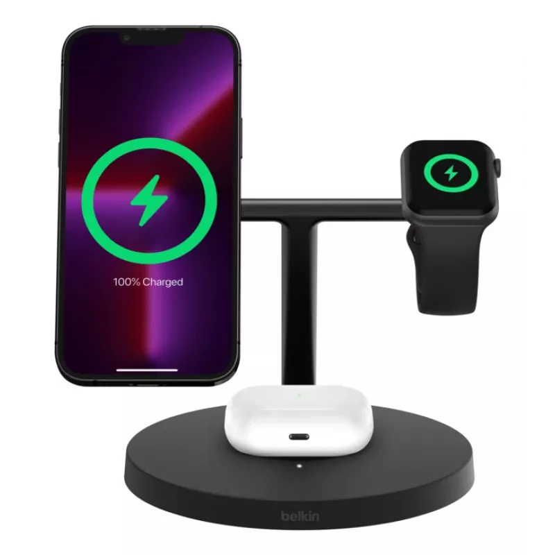Supporto di ricarica wireless BELKIN - Boost Charge Pro - 3-in-1 con Qi2 15w - nero