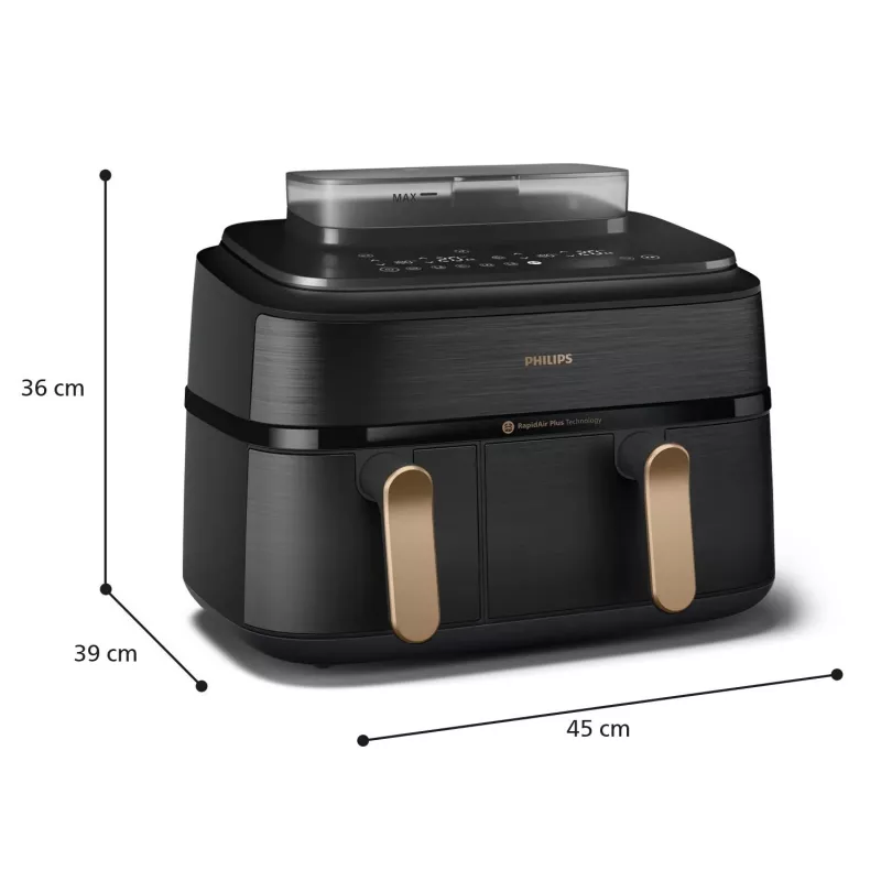 Friggitrice Philips 5000 Serie NA552/00 doppia 9 l da appoggio 2750 W friggitrice ad aria nero, oro