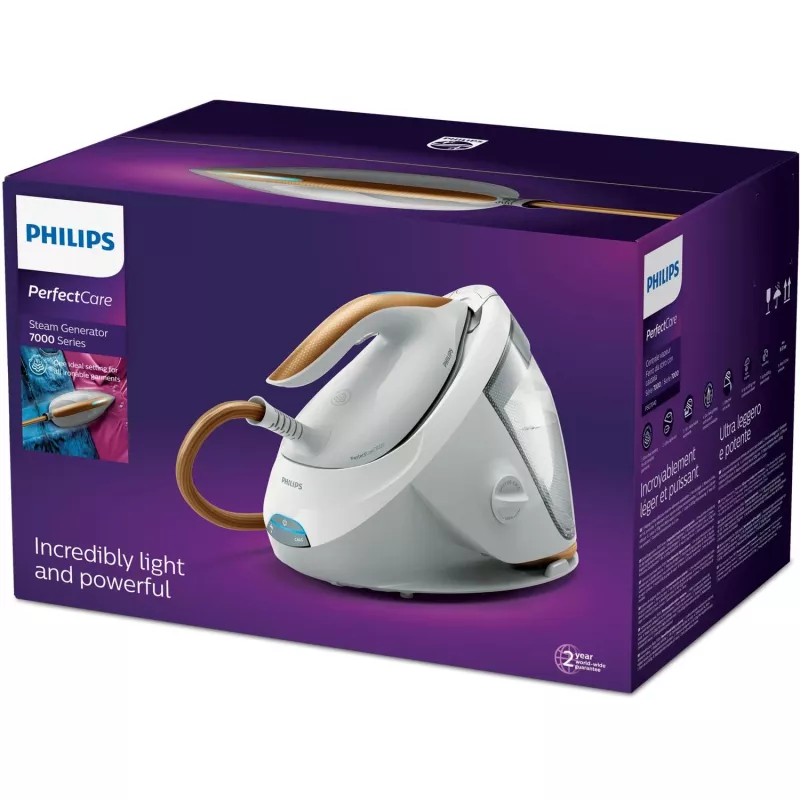 Centro stiro Philips 7000 Serie PSG7040/10 2100 W 1,8 L suola SteamGlide Elite oro, bianco