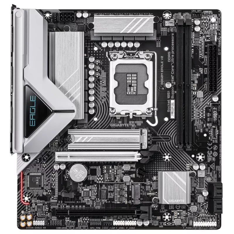 Scheda madre GIGABYTE B860M EAGLE V2 — Micro ATX, LGA 1851, Intel B860, 2 DIMM DDR5 fino a 9066 MHz, PCIe 5.0, 2.5GbE