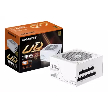 Alimentatore GIGABYTE UD750GM PG5 V2 750W ATX 3.1, 80 PLUS Gold, completamente modulare, 8 SATA, 4x (6+2) PCIe, 2x EPS, bianco
