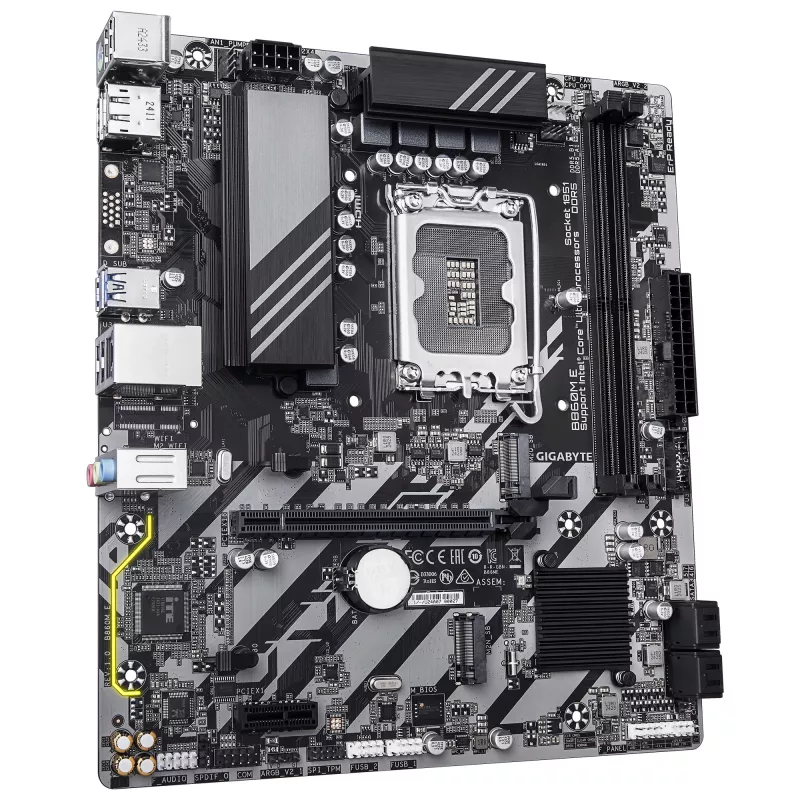 Scheda madre Micro-ATX GIGABYTE B860M E — LGA 1851 per Intel Core Ultra, DDR5 fino a 8800 MHz (O.C.), 2×PCIe 4.0 M.2, 1GbE