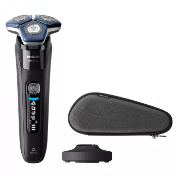 Rasoio elettrico rotante Philips Series 7000 S7886/35 — 3 testine di rasatura, umido e asciutto, batteria Li-Ion, 60 min di autonomia, nero