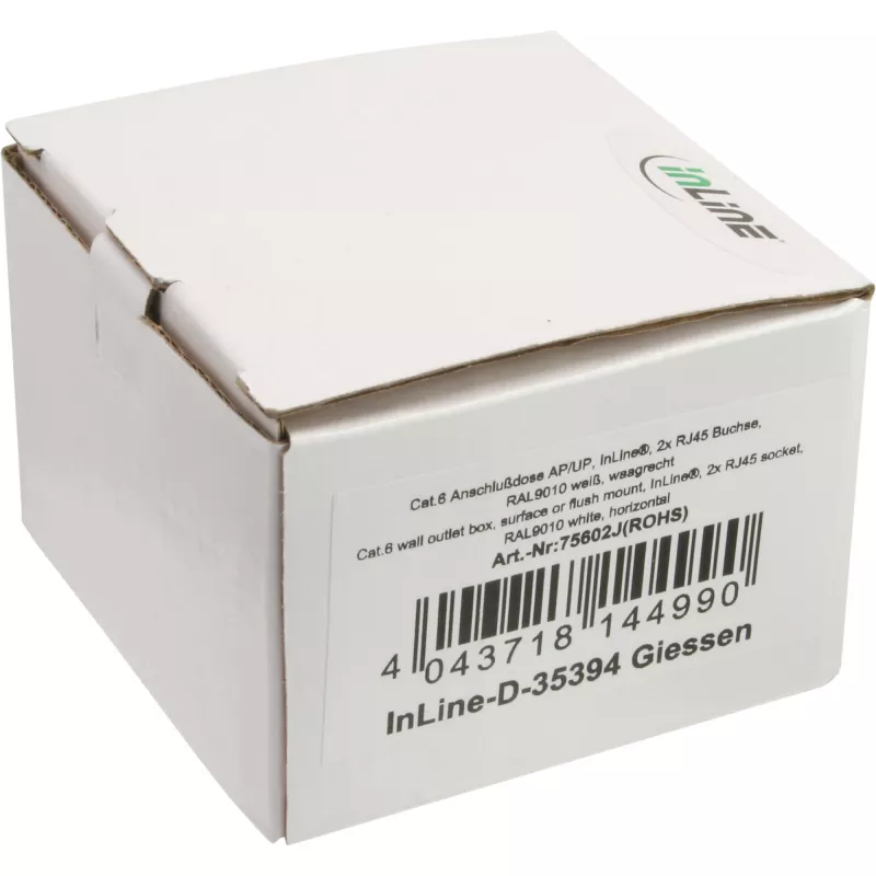 Presa a parete InLine Cat.6 2x RJ45 orizzontale — montaggio a parete o incasso