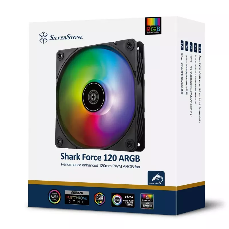 SilverStone Shark Force SST-SF120B-ARGB ventola per case da 120 mm, ARGB, nera