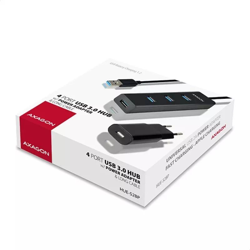 Axagon HUE-S2BP hub di ricarica 4x USB 3.0 con cavo 1,2 m incl. alimentatore