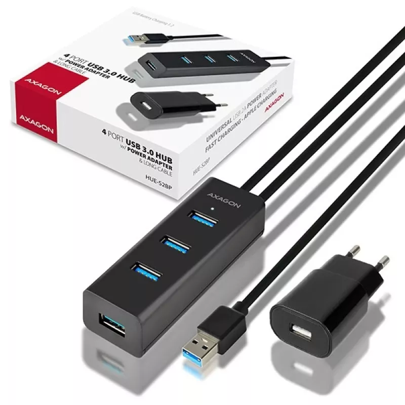 Axagon HUE-S2BP hub di ricarica 4x USB 3.0 con cavo 1,2 m incl. alimentatore