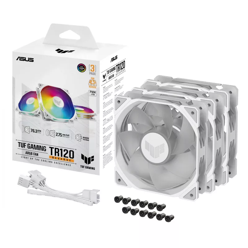 Dissipatore ad aria per case ASUS TUF GAMING TR120 ARGB REVERSE 3IN1 bianco 12 cm