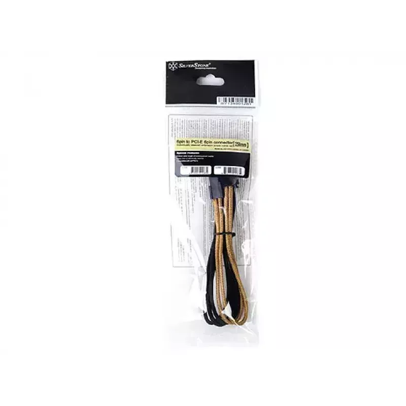 Cavo prolunga SilverStone PP07-IDE6BG da PCIe 6 pin a PCIe 6 pin, 250 mm, nero/oro