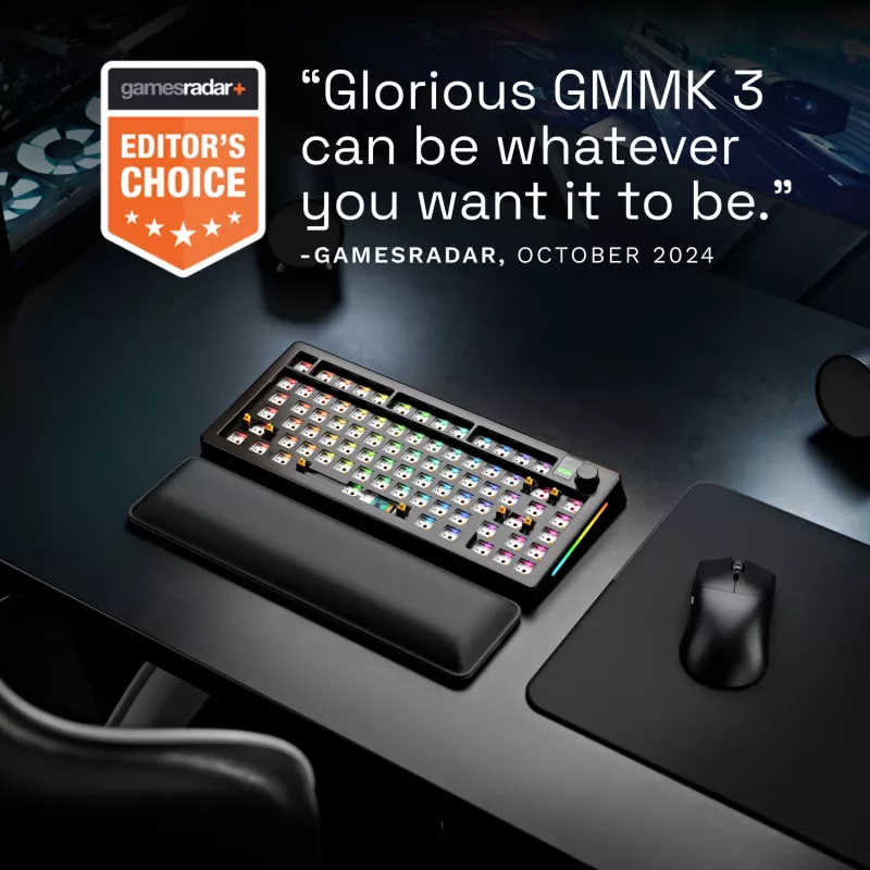 Glorious GMMK 3 Pro 75% tastiera gaming barebone GLO-KB-GMMK3-PRO-75-BB-W-BLK-US, cablata, layout ANSI US, nera