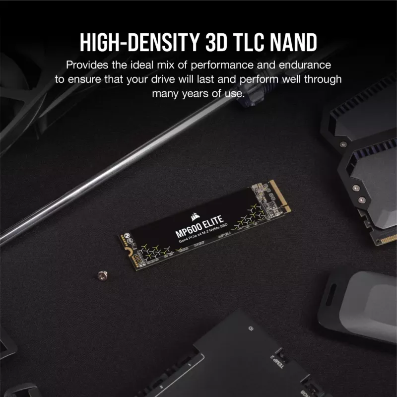 SSD Corsair MP600 Elite CSSD-F1000GBMP600ENH, 1 TB, M.2 2280, PCIe 4.0 x4 NVMe, 3D TLC, crittografia AES a 256 bit