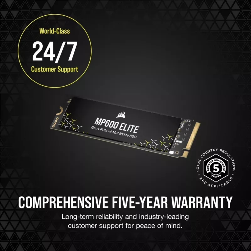SSD Corsair MP600 Elite CSSD-F1000GBMP600ENH, 1 TB, M.2 2280, PCIe 4.0 x4 NVMe, 3D TLC, crittografia AES a 256 bit