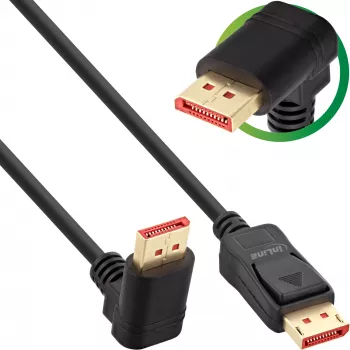 Cavo InLine DisplayPort 1.4, 8K4K, angolato verso l'alto, nero/oro, 2m