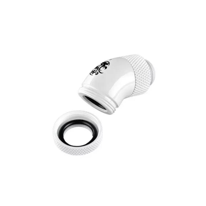 Accessorio per raffreddamento a liquido BitsPower BP-DWE45RML — ottone nichel bianco, filettatura 1/4 di pollice