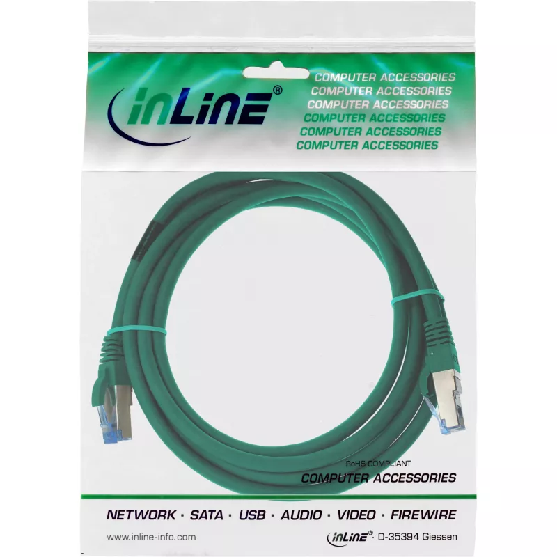 Cavo patch InLine S/FTP PiMF Cat.6A halogen free 500MHz verde 1.5m