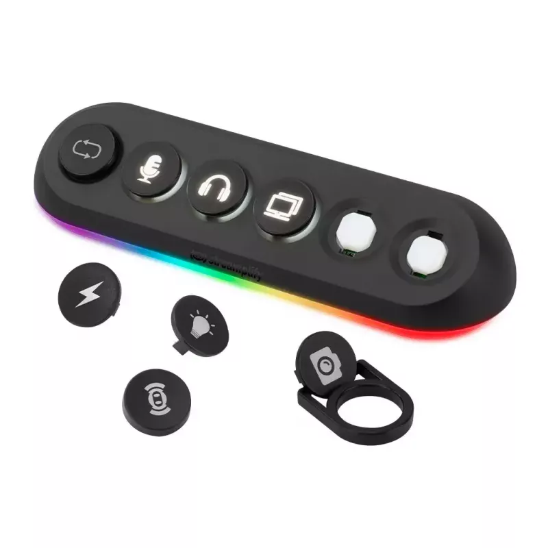 Streamplify HUB DECK 5 hub USB, 4x USB 3.0, 1x USB 2.0, RGB, 12V, cavo di alimentazione UE, nero