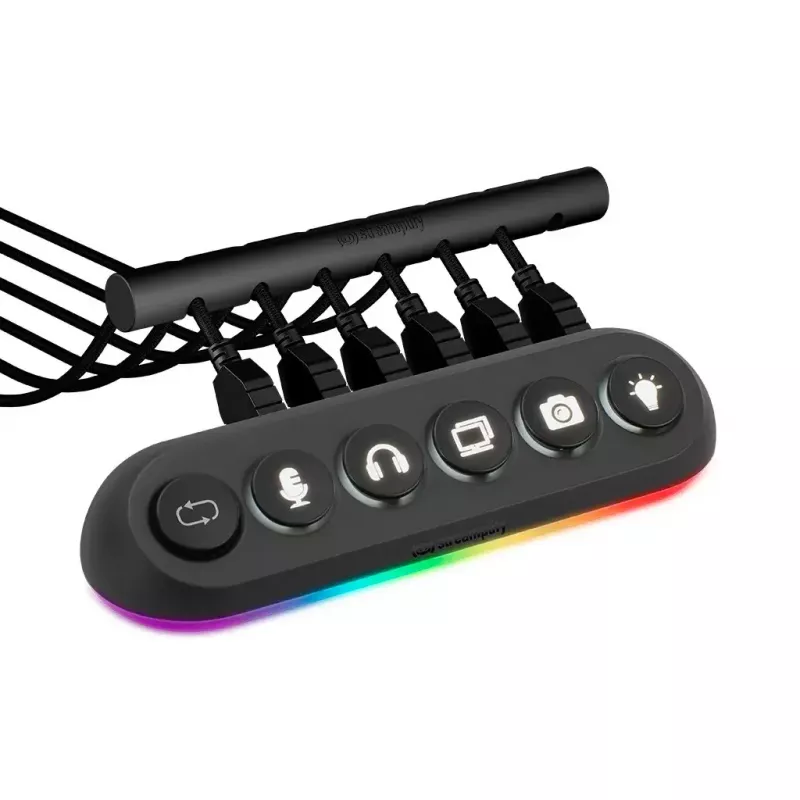 Streamplify HUB DECK 5 hub USB, 4x USB 3.0, 1x USB 2.0, RGB, 12V, cavo di alimentazione UE, nero