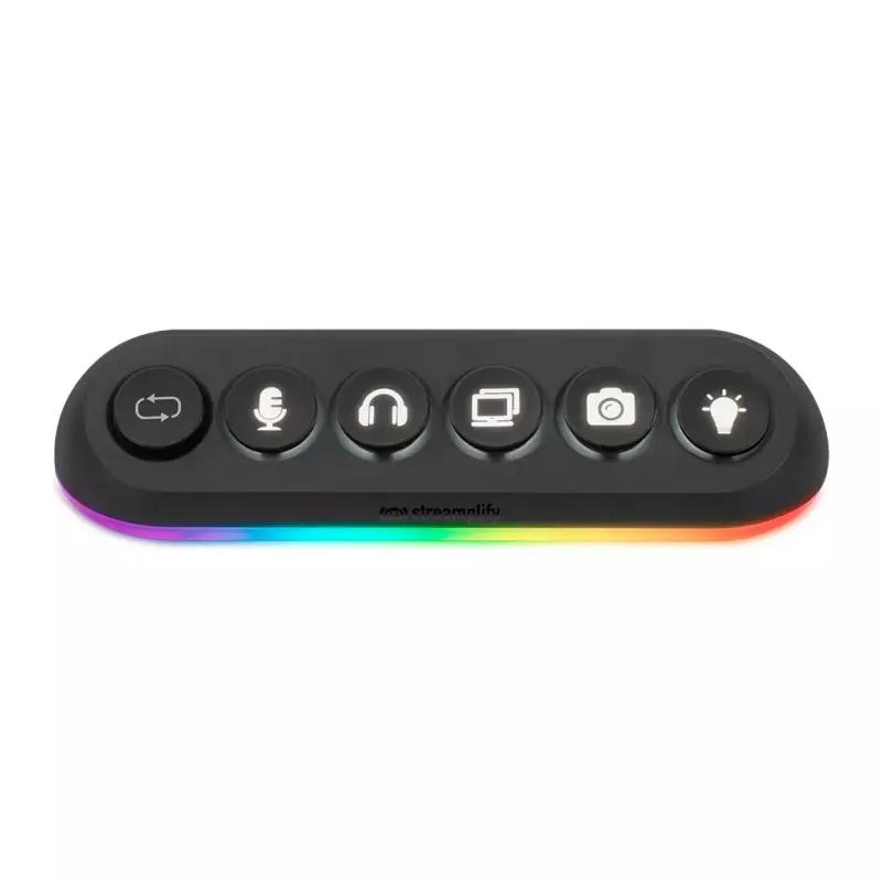 Streamplify HUB DECK 5 hub USB, 4x USB 3.0, 1x USB 2.0, RGB, 12V, cavo di alimentazione UE, nero