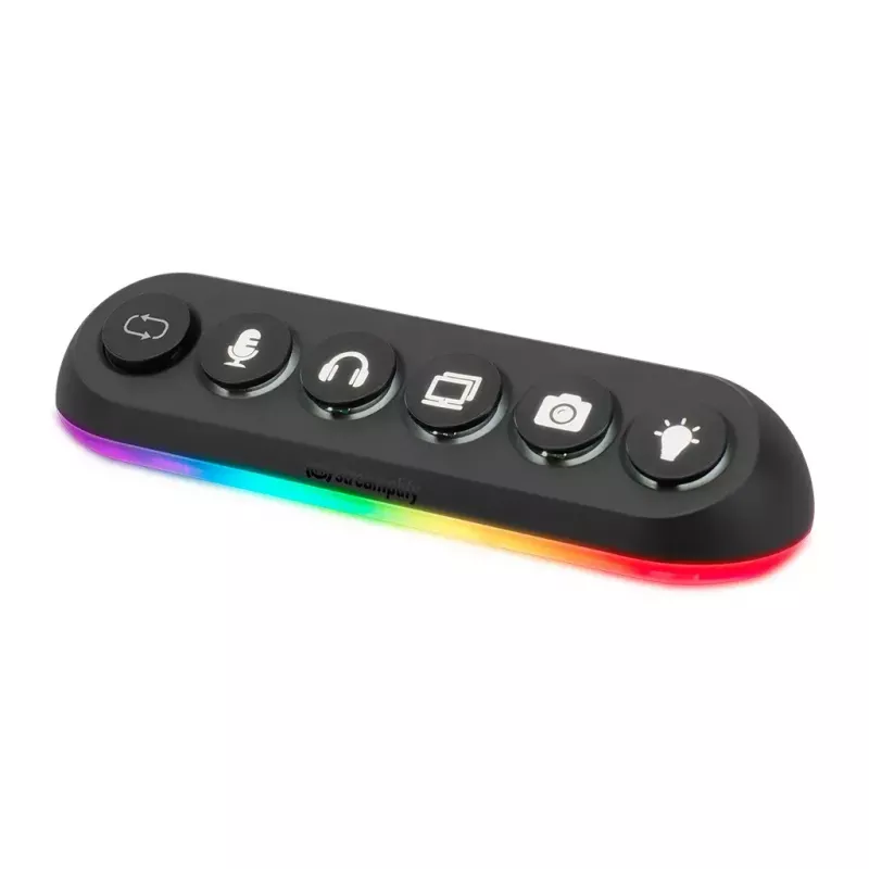 Streamplify HUB DECK 5 hub USB, 4x USB 3.0, 1x USB 2.0, RGB, 12V, cavo di alimentazione UE, nero