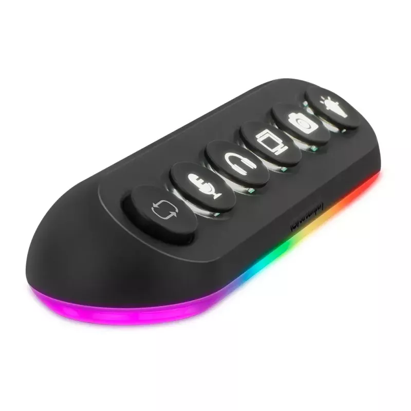 Streamplify HUB DECK 5 hub USB, 4x USB 3.0, 1x USB 2.0, RGB, 12V, cavo di alimentazione UE, nero