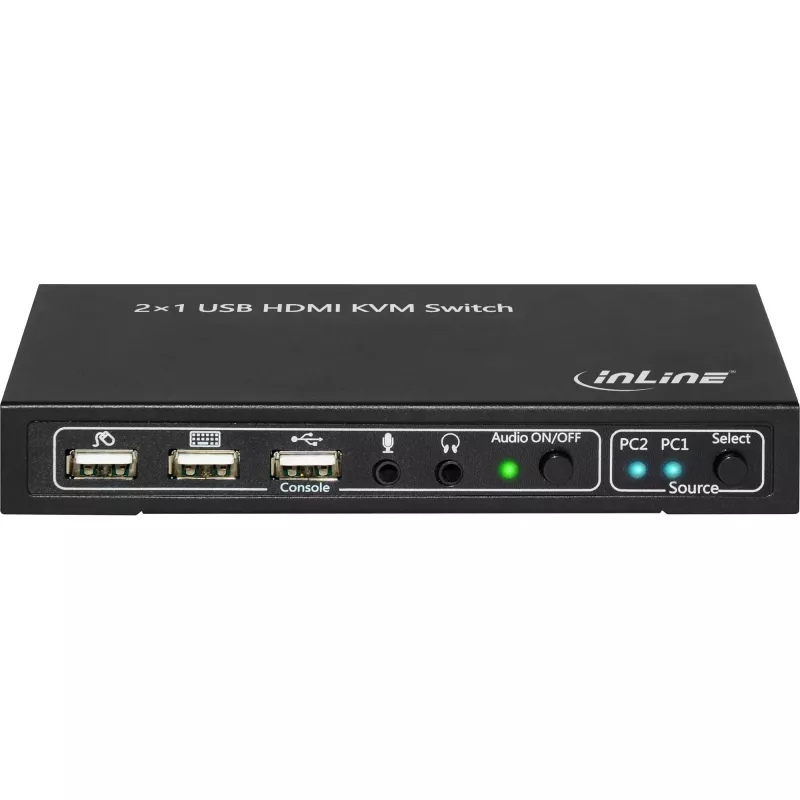 Switch KVM InLine 2x1 HDMI, 2x1, HDMI 4K2K, hub USB 2.0, con audio