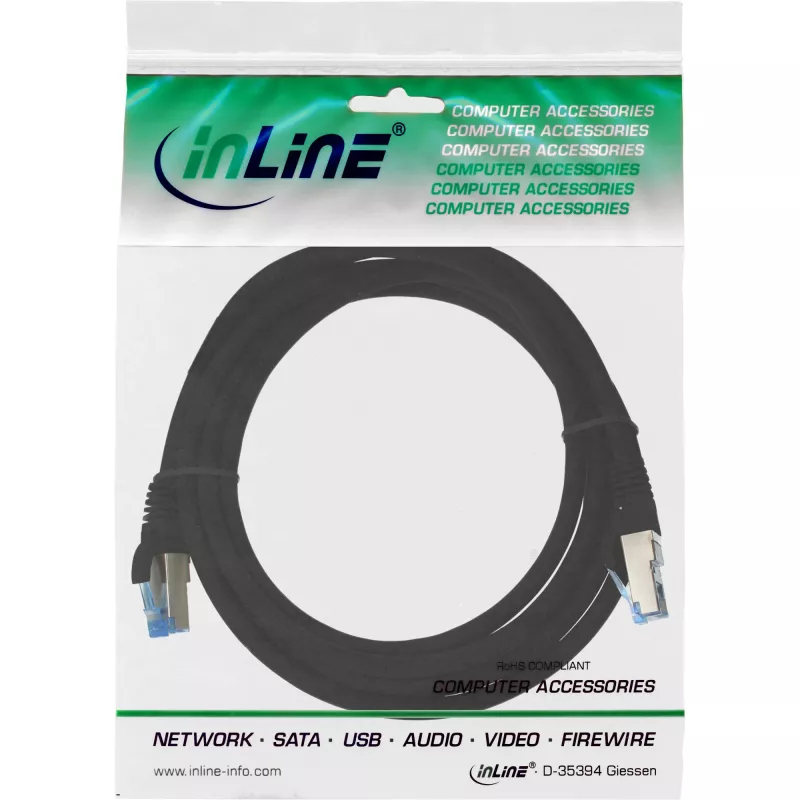 Cavo patch InLine S/FTP PiMF Cat.6A senza alogeni 500 MHz nero 1,5 m